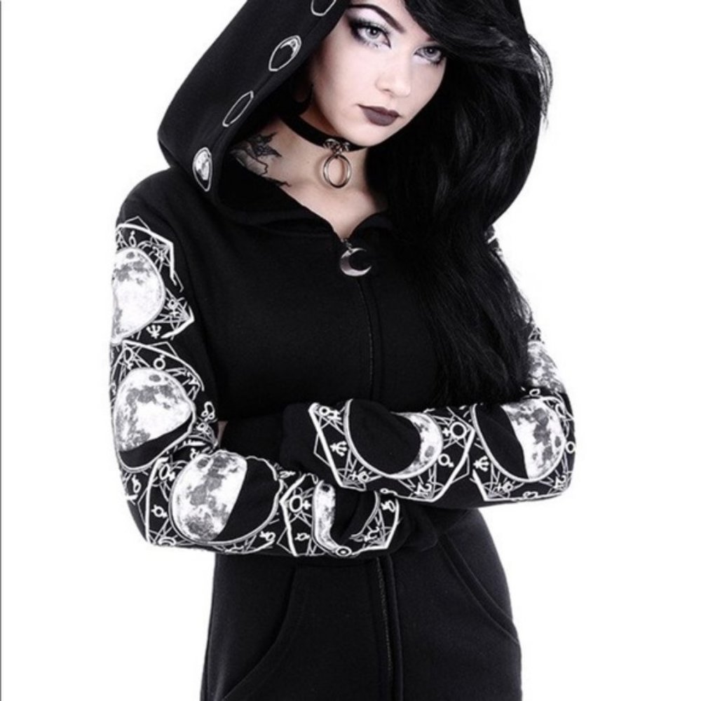 🖤RESTYLE🖤LUNAR PHASES HOODIE  XXL🌙🖤⭐️OVERSIZED HOOD